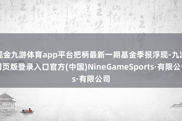 现金九游体育app平台把柄最新一期基金季报浮现-九游网页版登录入口官方(中国)NineGameSports·有限公司